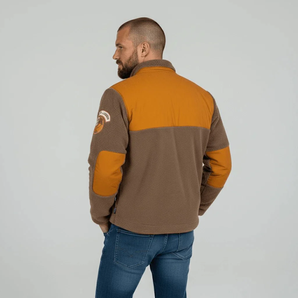 Sweat full-zip bimatière polaire orange et marron - Image 2