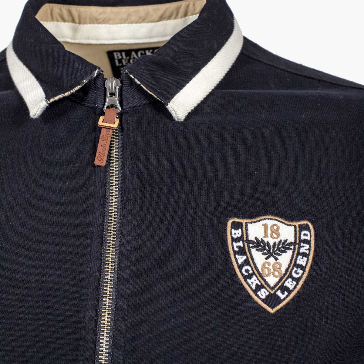 Sweatshirt zippé noir col polo - Image 3