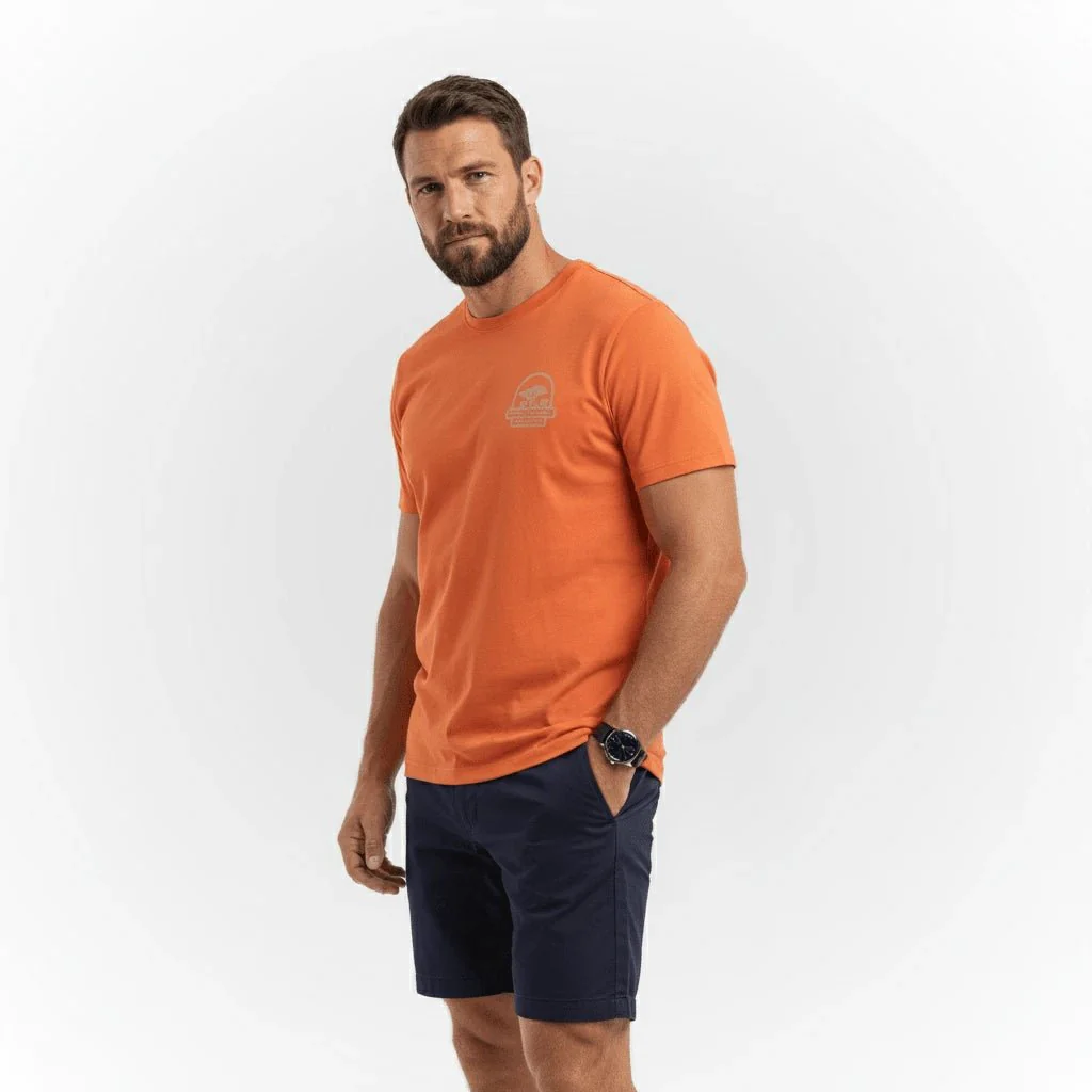 T-shirt expédition rose corail col rond