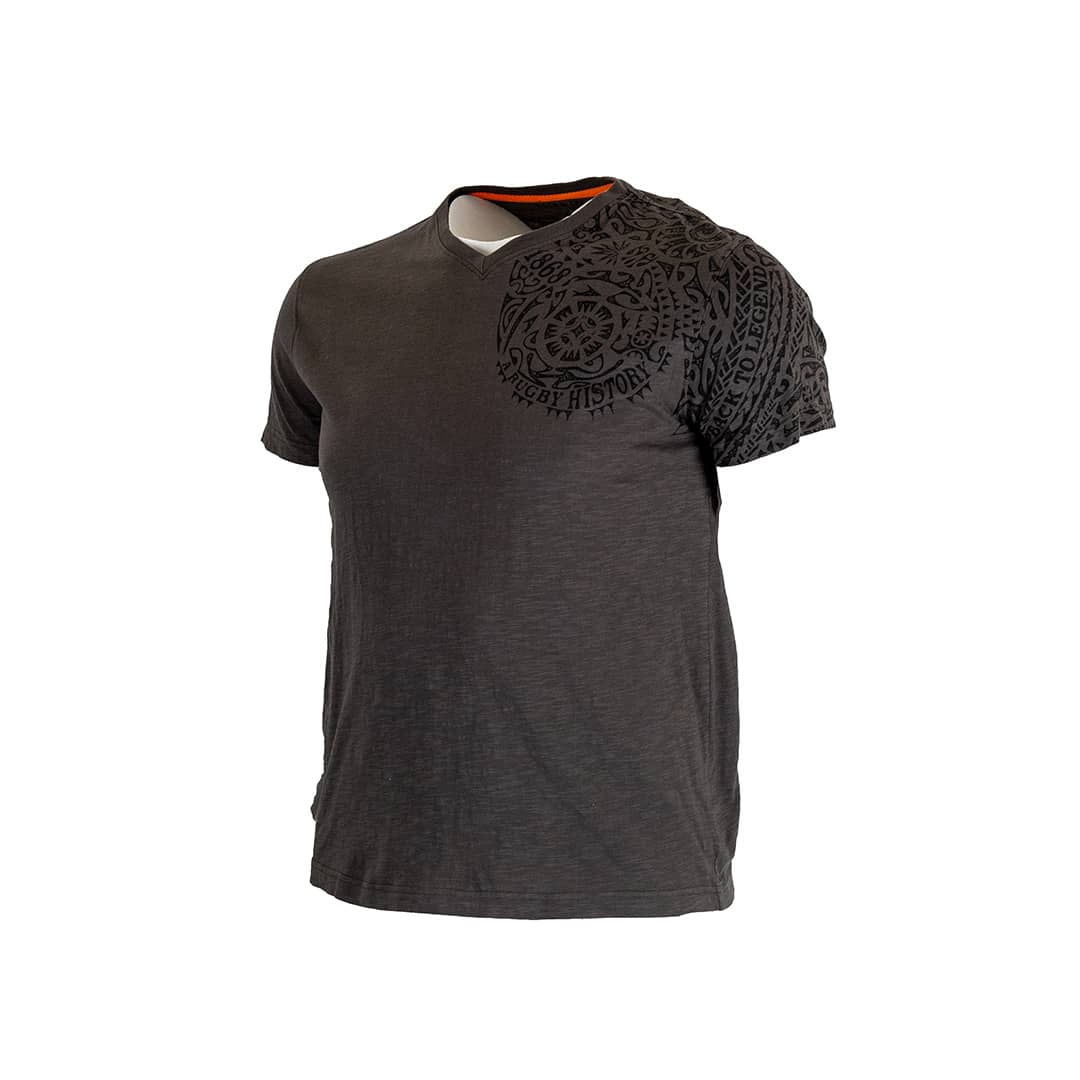 T-shirt kaki col V imprimé maori - Image 3