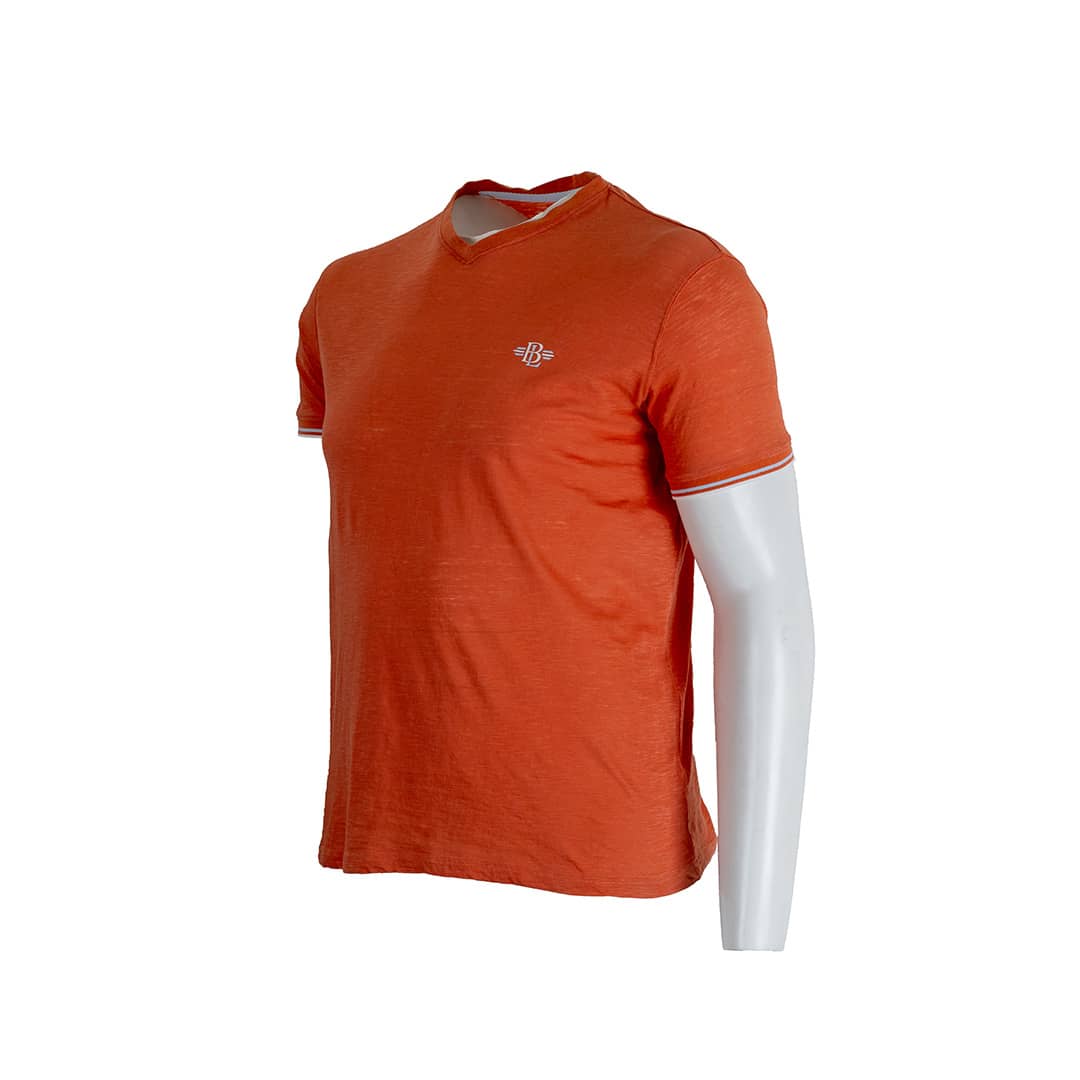 T-shirt slub orange col V - Image 3
