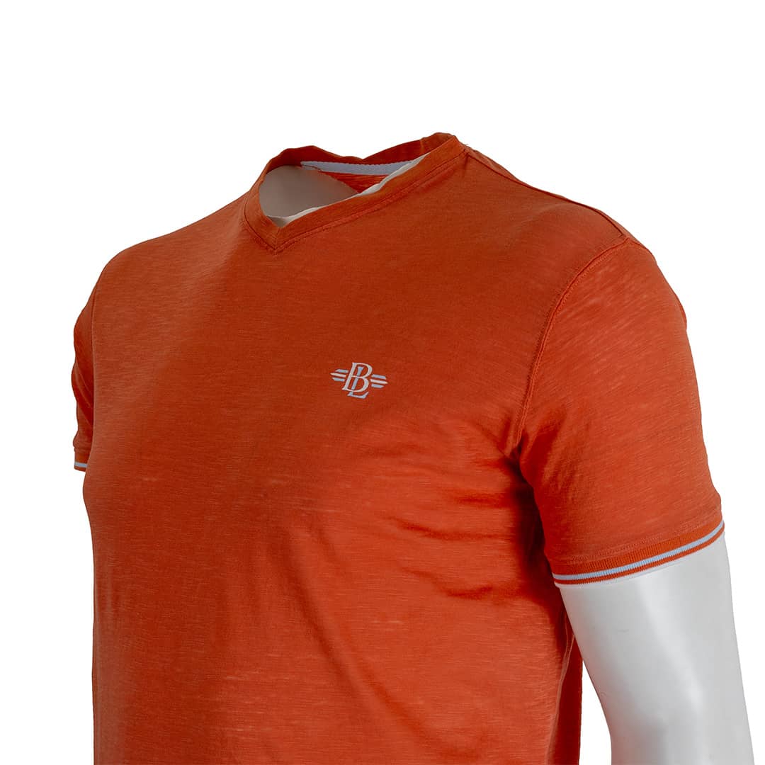 T-shirt slub orange col V - Image 4