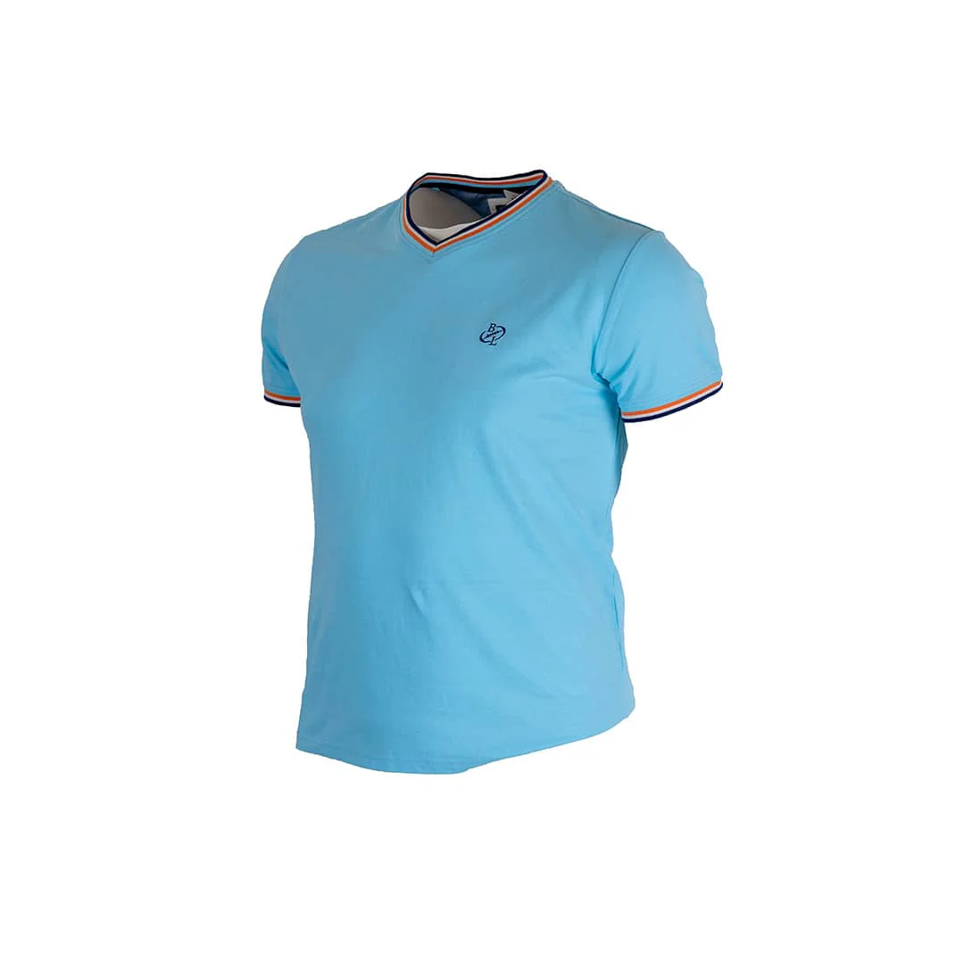 T-shirt turquoise col V