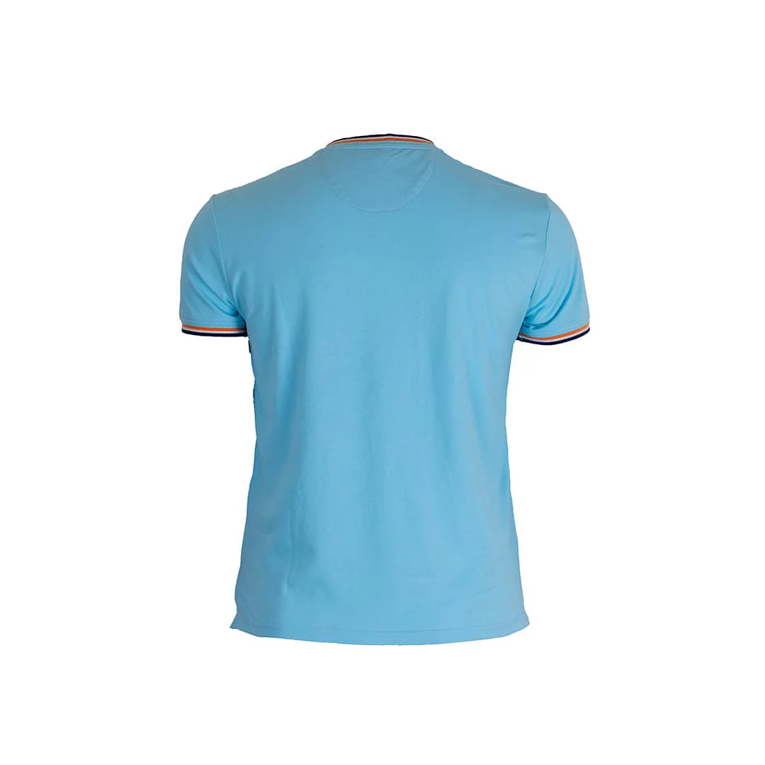 T-shirt turquoise col V - Image 2