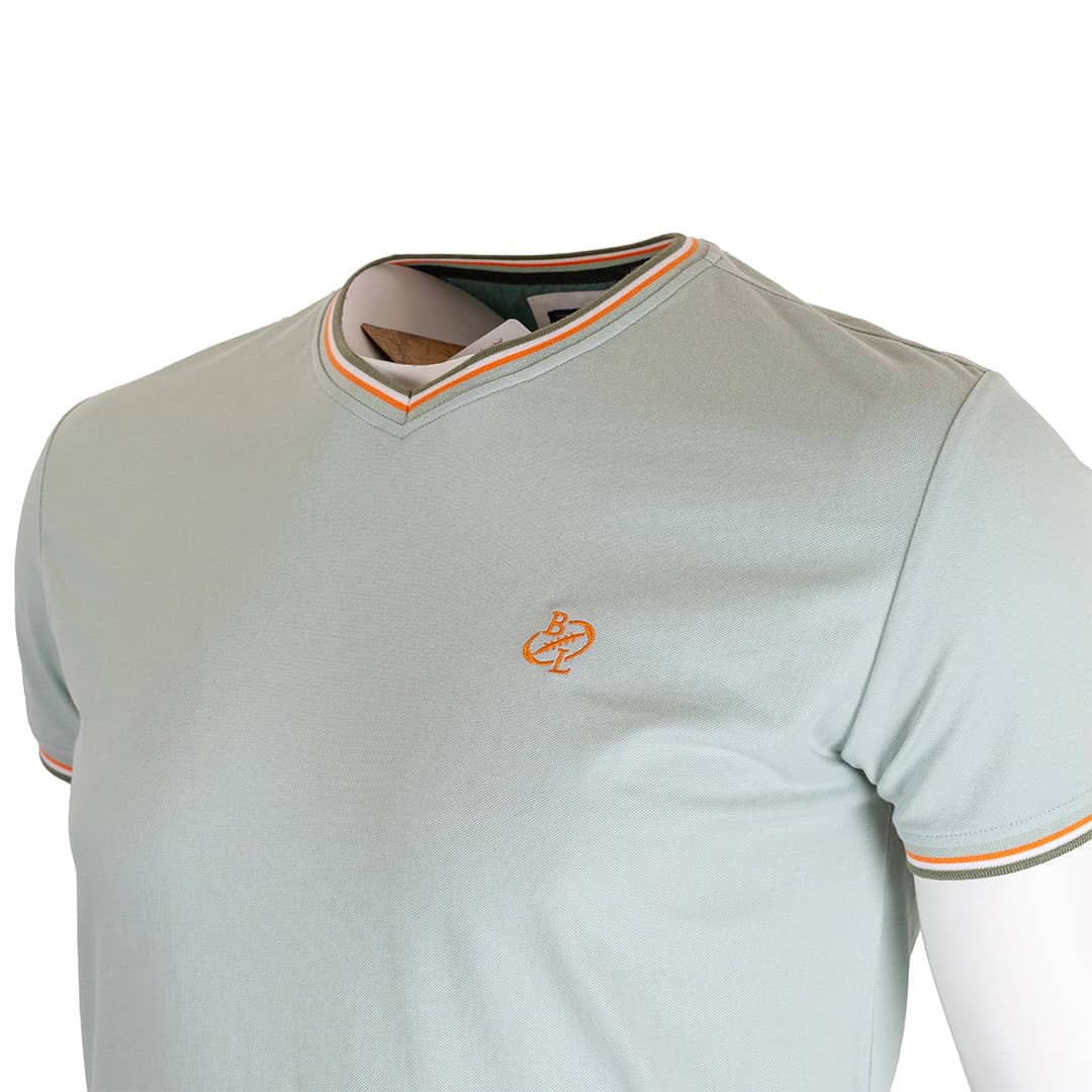 T-shirt vert amande col V - Image 4