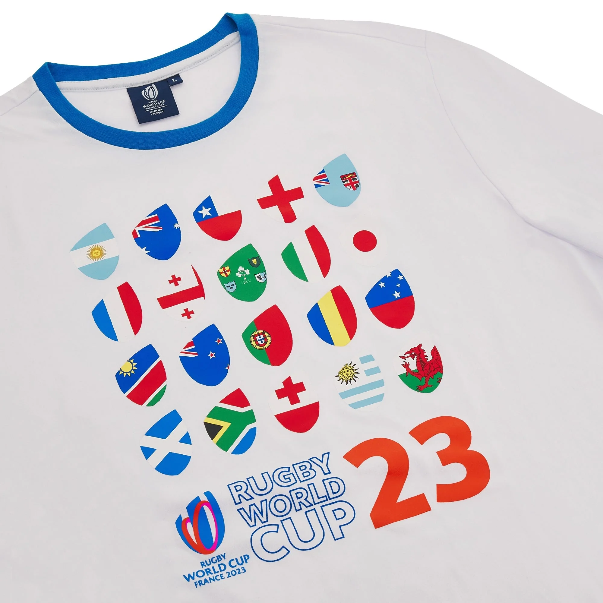 T-shirt blanc & drapeaux RWC France 2023 - Image 3