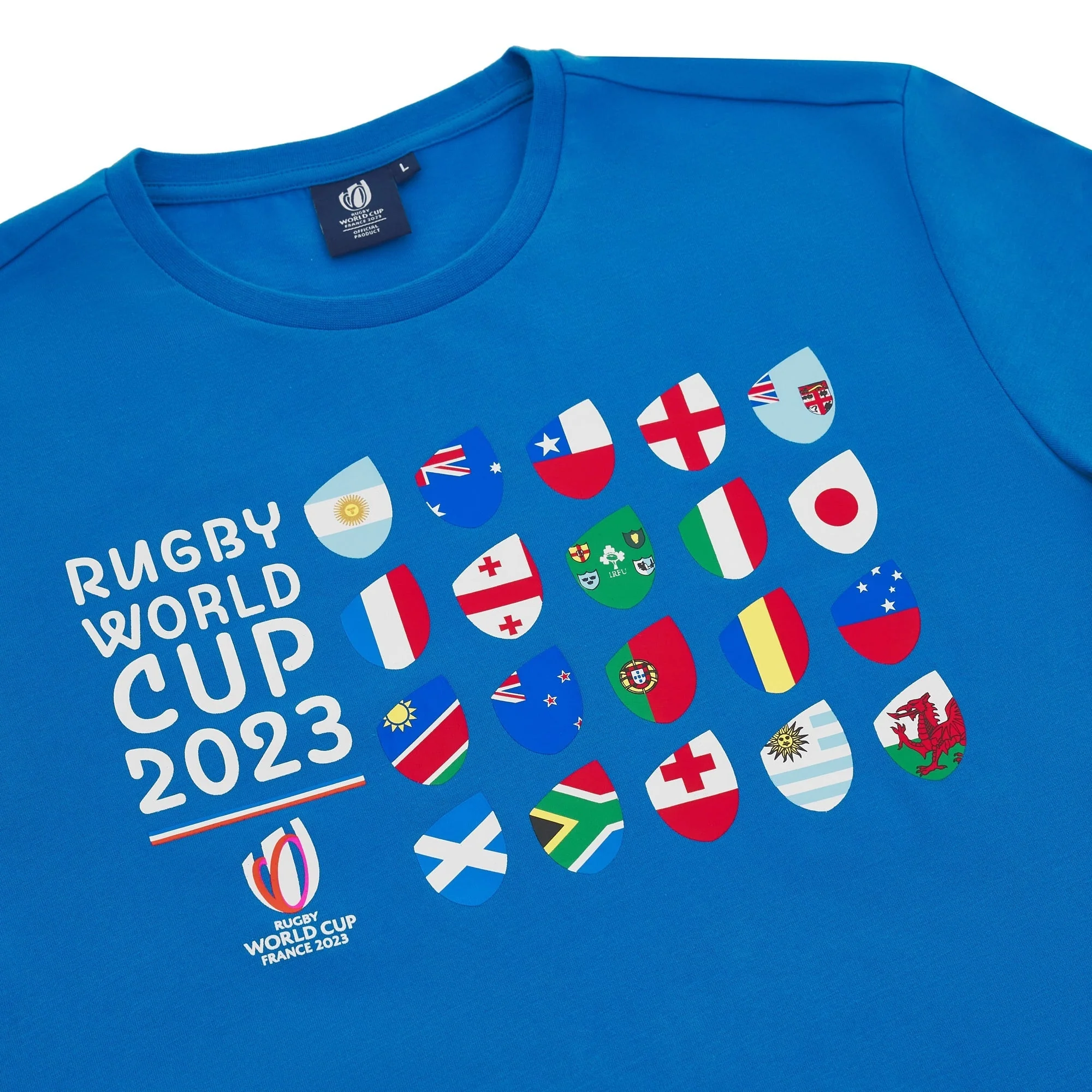T-shirt bleu & drapeaux RWC France 2023 - Image 3