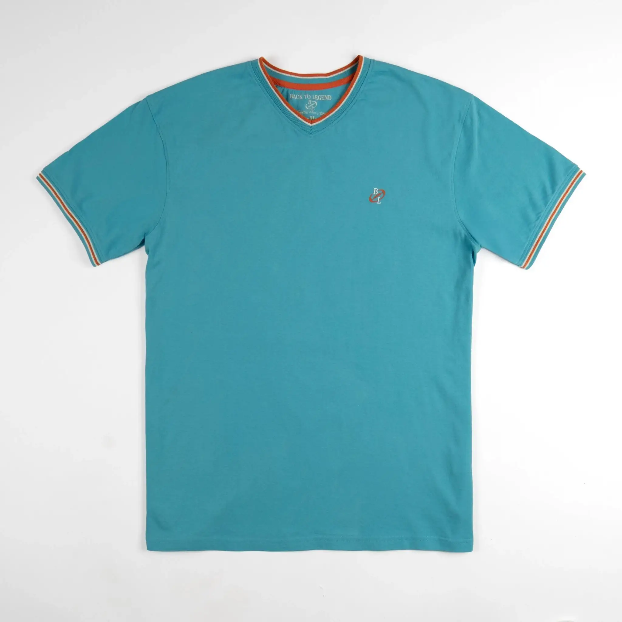 T-shirt bleu turquoise col V - Image 3