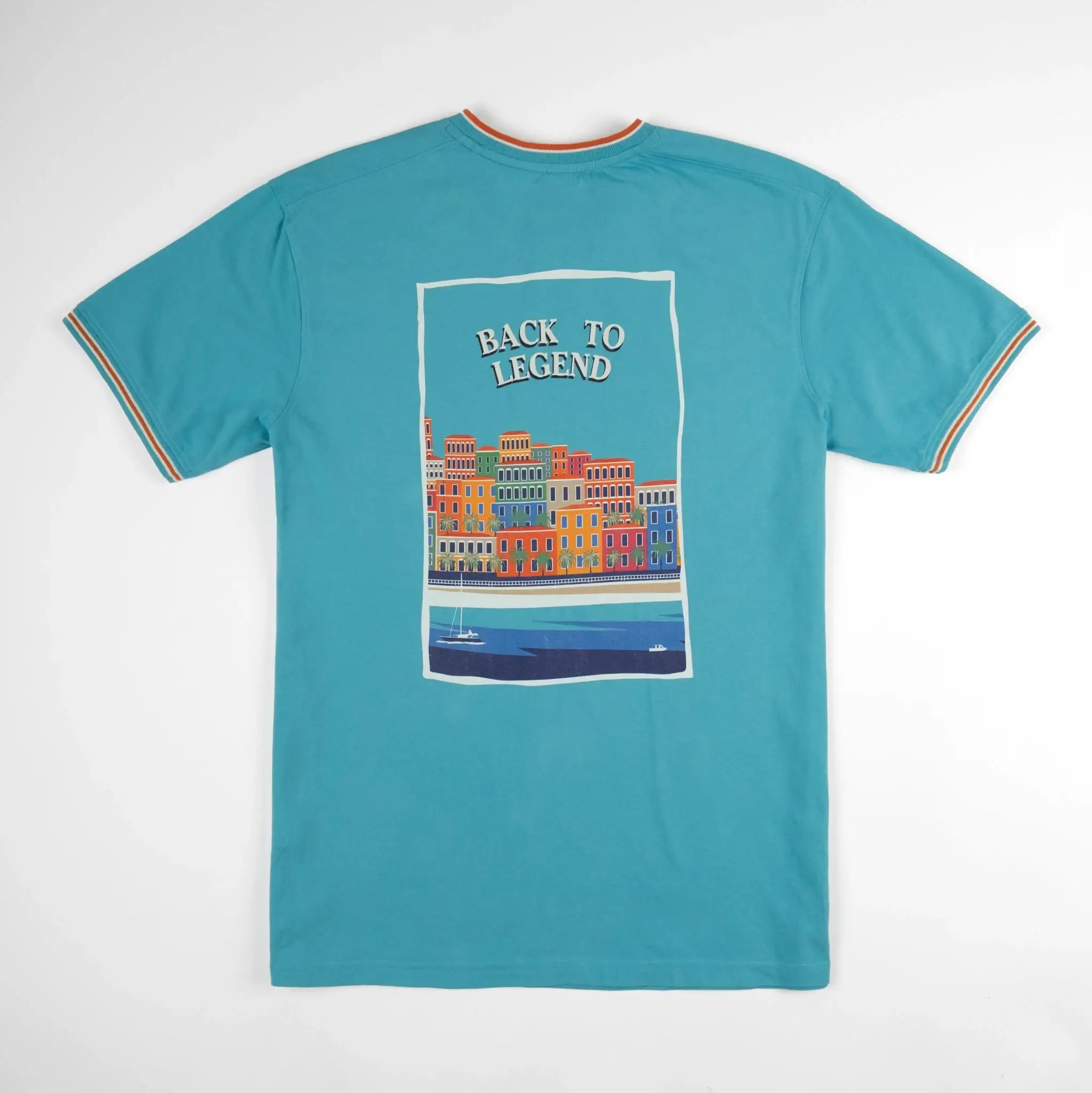 T-shirt bleu turquoise col V - Image 4