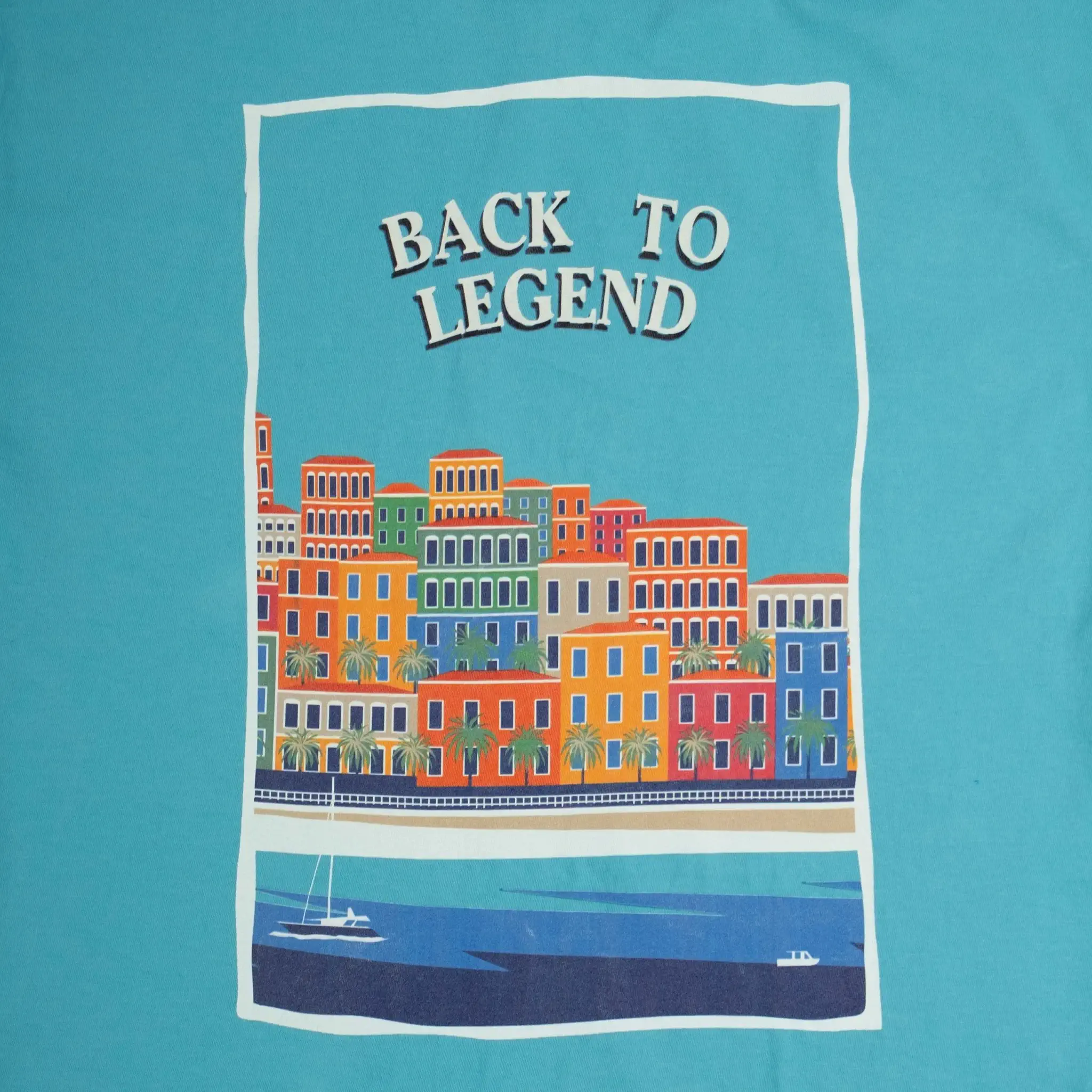 T-shirt bleu turquoise col V - Image 6