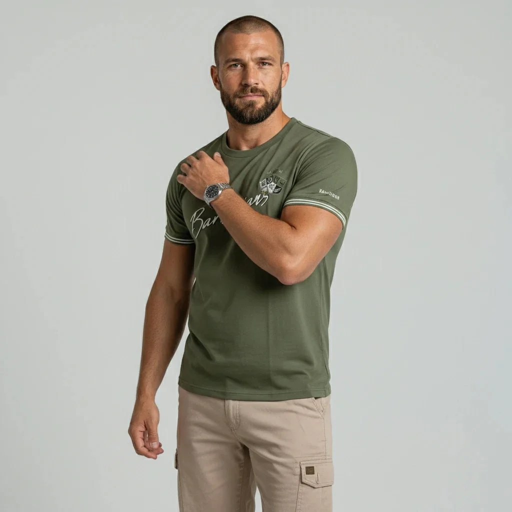 T-shirt vert col rond Barbarians - Image 4